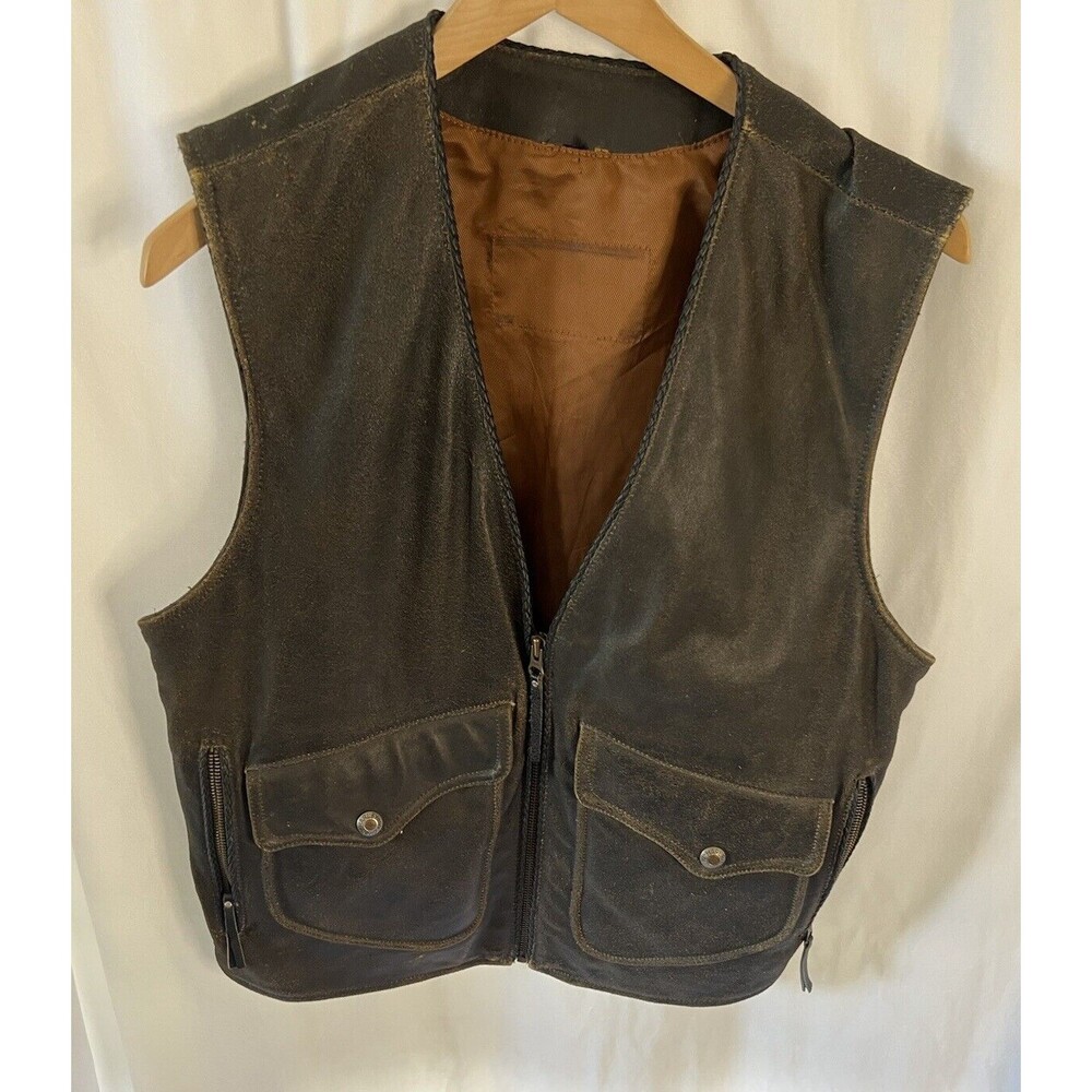 Vintage Harley Davidson Billings Springer distressed leather vest  90s medium